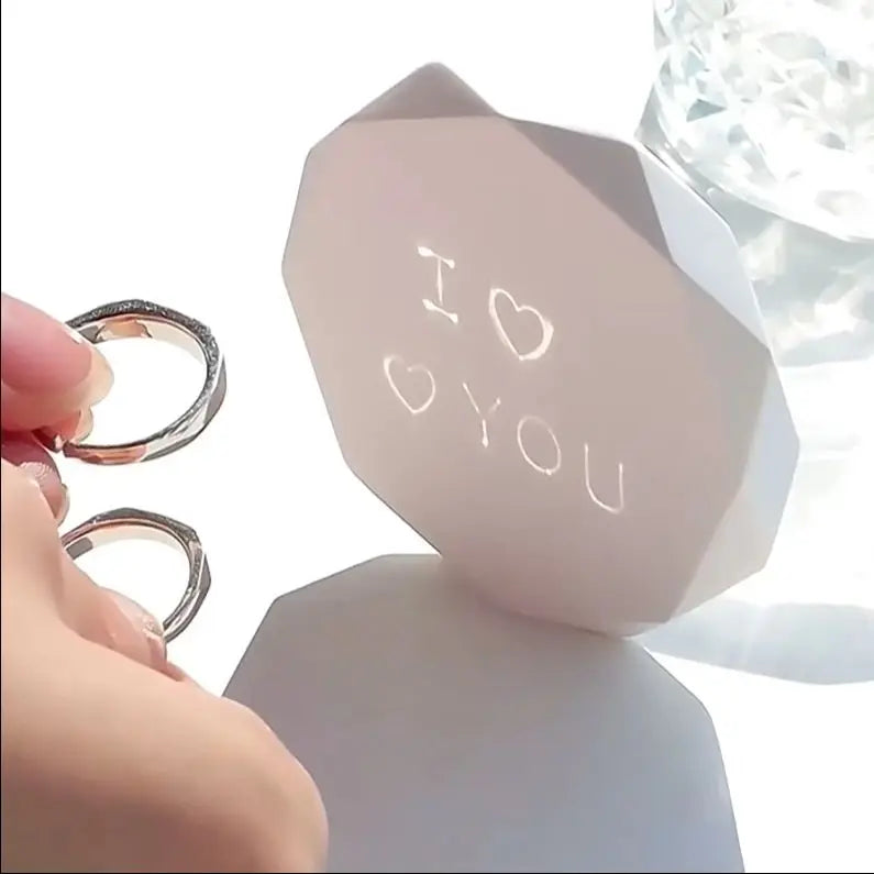 Light Sculpted “I Love You” Ring For Couples – Set Of 2