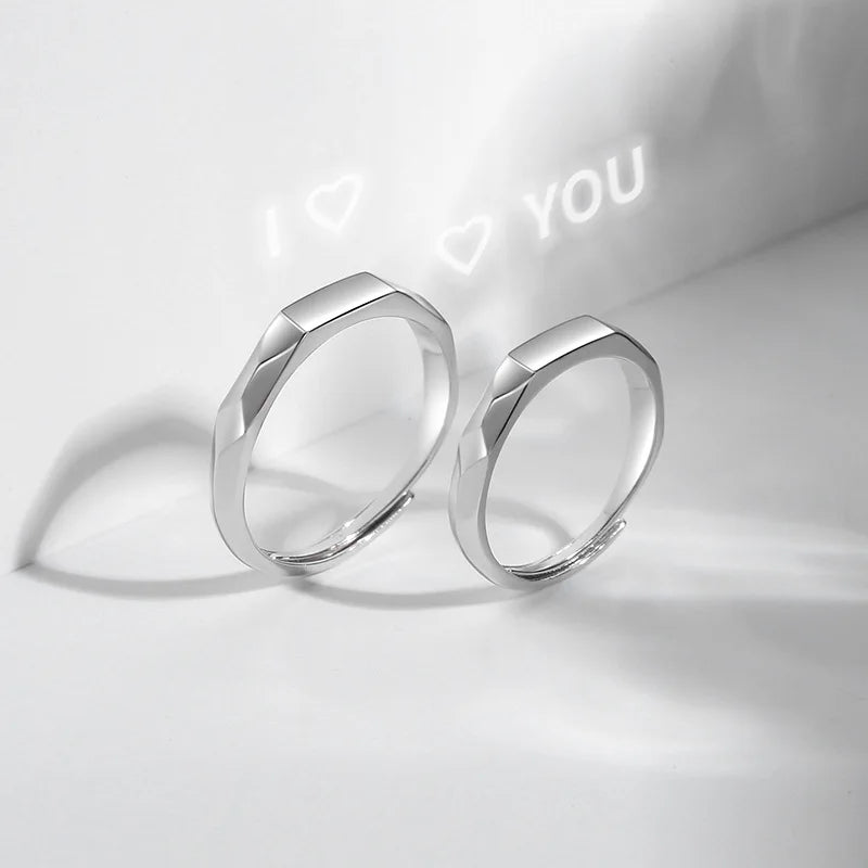 Light Sculpted “I Love You” Ring For Couples – Set Of 2