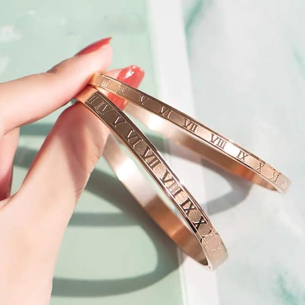 Rose Gold Plated Bracelets for Men Women Roman