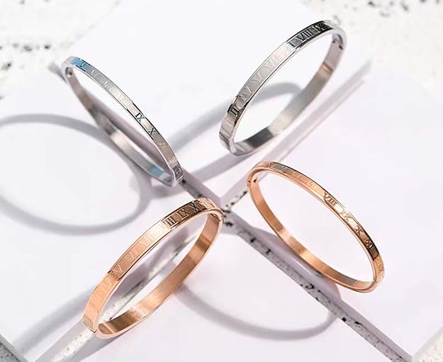 Rose Gold Plated Bracelets for Men Women Roman