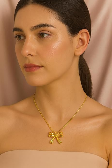 Bow Pendant Necklace for Women