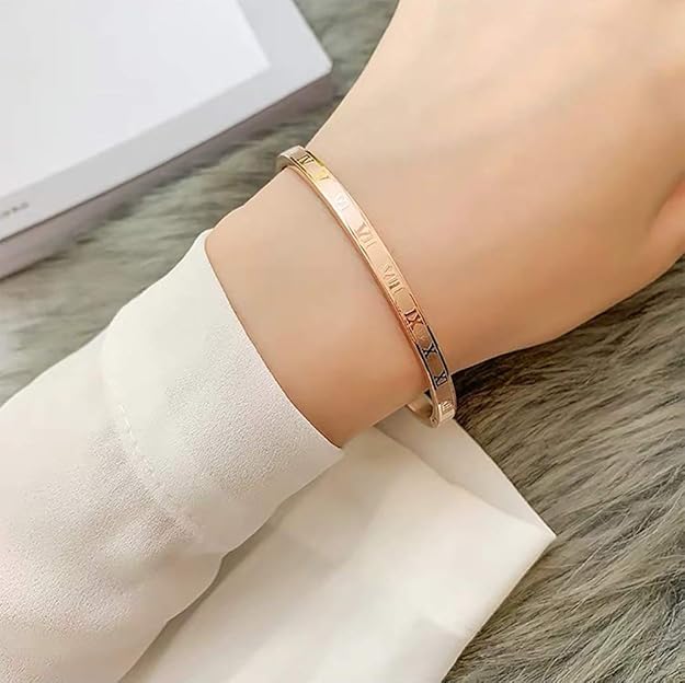 Rose Gold Plated Bracelets for Men Women Roman